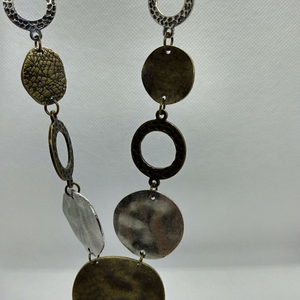 Gold and silver Medallion hanging necklace‎
